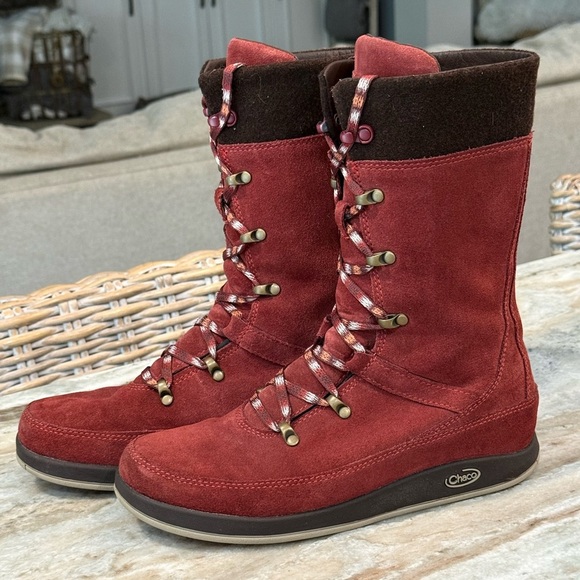 Women’s CHACO Uma Incense red suede lace up boots- Size 8.5. - Picture 1 of 10